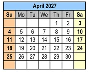 District School Academic Calendar for West Jackson Learning Center for April 2027