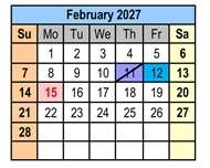 District School Academic Calendar for West Jackson Learning Center for February 2027