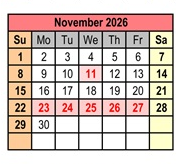 District School Academic Calendar for West Jackson Learning Center for November 2026