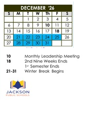 District School Academic Calendar for Davis Magnet School for December 2026