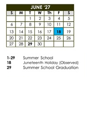 District School Academic Calendar for Davis Magnet School for June 2027