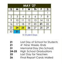 District School Academic Calendar for Davis Magnet School for May 2027