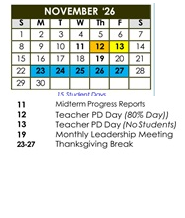 District School Academic Calendar for Davis Magnet School for November 2026