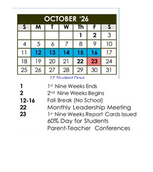 District School Academic Calendar for Davis Magnet School for October 2026