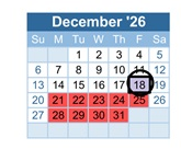 District School Academic Calendar for Jefferson County High School for December 2026