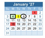 District School Academic Calendar for Jefferson County High School for January 2027