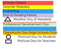 District School Academic Calendar Legend for Jefferson County High School