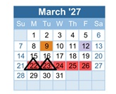 District School Academic Calendar for Jefferson County High School for March 2027
