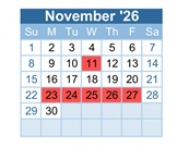 District School Academic Calendar for Jefferson County High School for November 2026