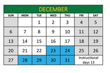 District School Academic Calendar for Jemez Valley Elem for December 2026