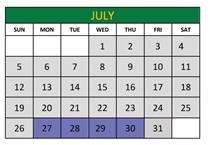 District School Academic Calendar for Jemez Valley Elem for July 2026