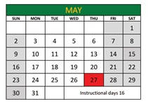 District School Academic Calendar for Jemez Valley Elem for May 2027