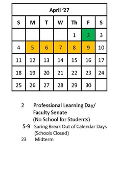 District School Academic Calendar for Capital High School for April 2027