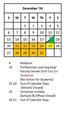 District School Academic Calendar for Capital High School for December 2026