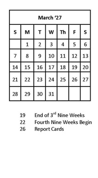 District School Academic Calendar for Capital High School for March 2027