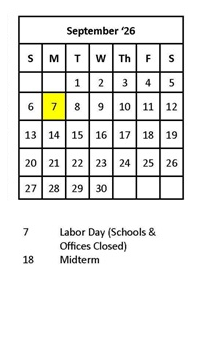 District School Academic Calendar for Capital High School for September 2026