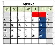 District School Academic Calendar for Stocker Elementary for April 2027
