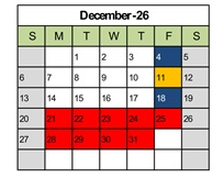 District School Academic Calendar for Stocker Elementary for December 2026