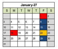 District School Academic Calendar for Stocker Elementary for January 2027