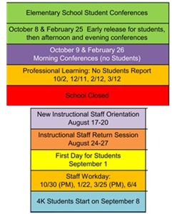 District School Academic Calendar Legend for Stocker Elementary