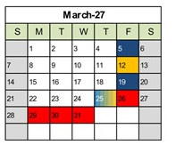 District School Academic Calendar for Stocker Elementary for March 2027