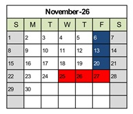 District School Academic Calendar for Stocker Elementary for November 2026