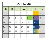 District School Academic Calendar for Stocker Elementary for October 2026