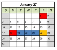 District School Academic Calendar for Tremper High for January 2027