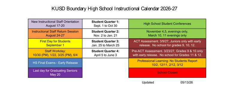District School Academic Calendar Key for Tremper High