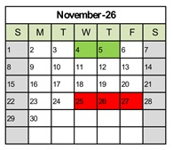 District School Academic Calendar for Tremper High for November 2026