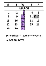 District School Academic Calendar for Carriage Crest Elementary School for March 2027
