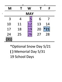 District School Academic Calendar for Carriage Crest Elementary School for May 2027