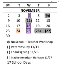 District School Academic Calendar for Carriage Crest Elementary School for November 2026