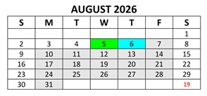 District School Academic Calendar for Thomas Miller Elementary Sch for August 2026