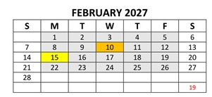 District School Academic Calendar for Thomas Miller Elementary Sch for February 2027