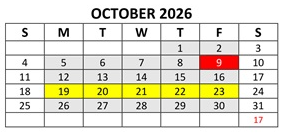District School Academic Calendar for Thomas Miller Elementary Sch for October 2026