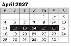 District School Academic Calendar for Emily Dickinson Elementary for April 2027