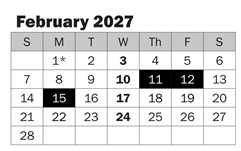 District School Academic Calendar for Emily Dickinson Elementary for February 2027