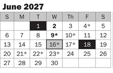 District School Academic Calendar for Emily Dickinson Elementary for June 2027