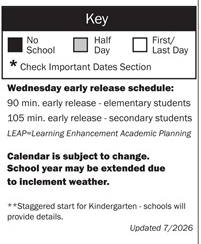District School Academic Calendar Legend for Emily Dickinson Elementary