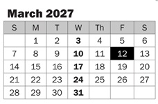 District School Academic Calendar for Emily Dickinson Elementary for March 2027