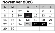 District School Academic Calendar for Emily Dickinson Elementary for November 2026