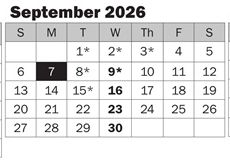 District School Academic Calendar for Emily Dickinson Elementary for September 2026