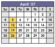 District School Academic Calendar for Lakeside Farms Elementary for April 2027