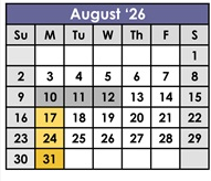 District School Academic Calendar for Lakeside Farms Elementary for August 2026
