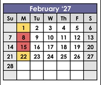 District School Academic Calendar for Lakeside Farms Elementary for February 2027