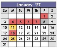 District School Academic Calendar for Lakeside Farms Elementary for January 2027