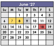 District School Academic Calendar for Lakeside Farms Elementary for June 2027