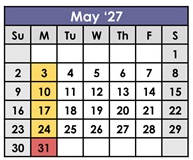 District School Academic Calendar for Lakeside Farms Elementary for May 2027