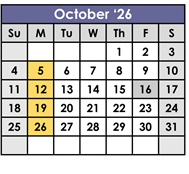 District School Academic Calendar for Lakeside Farms Elementary for October 2026